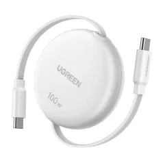   Ugreen L531 USB-C – USB-C kábel, PD 100 W, behúzható, 1 m (fehér)