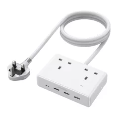   Ugreen Nexode S620 elosztó (brit szabvány) 2x hálózati csatlakozó, 3x USB, 1x USB-C, 1,5 m (fehér)