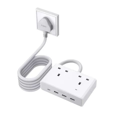 Ugreen Nexode S620 elosztó (brit szabvány) 2x hálózati csatlakozó, 3x USB, 1x USB-C, 1,5 m (fehér)
