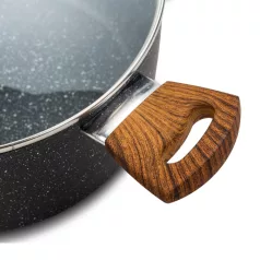   Nava 10-144-121 Nature tapadásmentes lábas, kőbevonattal, hőálló fogantyú, üvegfedő