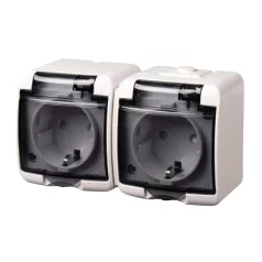   GAO 22121 2 férőhelyes földelt aljzat, kültéri IP44 kivitel, 230 V~ / 50 Hz / 16A