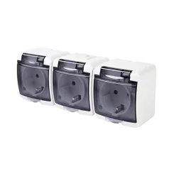   GAO 22131 3 férőhelyes földelt aljzat, kültéri IP44 kivitel, 230 V~ / 50 Hz / 16A
