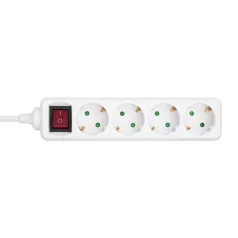   Q-LINK 75.017.55 4-es elosztó kapcsolóval, max. 3680 W, 1,5 m vezeték, gyermekvédelem, fehér