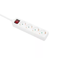  Q-LINK 75.017.55 4-es elosztó kapcsolóval, max. 3680 W, 1,5 m vezeték, gyermekvédelem, fehér