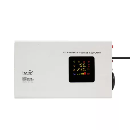 HOME AVR2000S feszültségstabilizátor, 2000VA, automatikus működés, vékony kivitel, falra szerelhető, színes digitális kijelző, teljeskörű meghibásodás elleni védelem