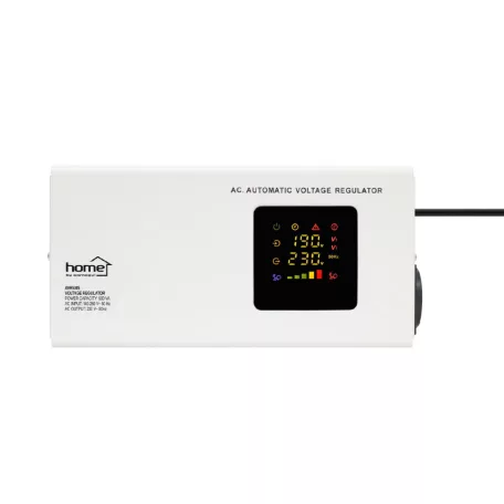 HOME AVR500S feszültségstabilizátor, 500VA, automatikus működés, vékony kivitel, falra szerelhető, színes digitális kijelző, teljeskörű meghibásodás elleni védelem