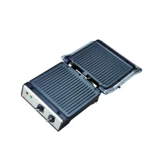   HAUSER CG-420 kontakt grill, 2000 W, tapadásmentes lapok, kivehető sütőlapok, szabályozható hőmérséklet, fekete/inox színű
