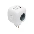 Home CUBE1 kocka elosztó USB töltővel, 3 aljzat gyermekvédelemmel, 1db USB C, 2db  USB A, max. 3680 W