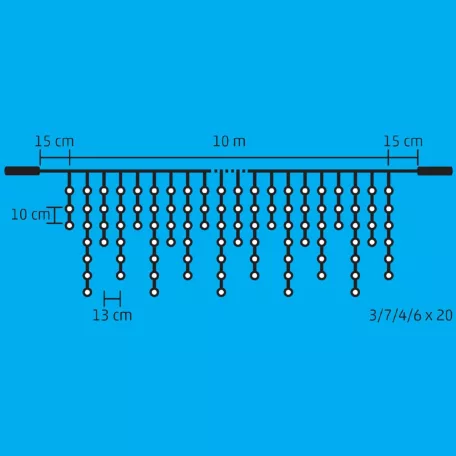 Home DLFJ 400/WH LED-es fényfüggöny, 10 m / 400 db hidegfehér LED, állófényű, fehér vezeték, sorolható, kül- és beltéri kivitel
