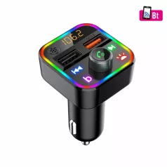   SAL FMBT 18RGB autós kihangosító és töltő, 5 in 1, FM modulátor, dupla USB gyorstöltő