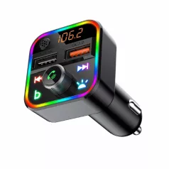   SAL FMBT 18RGB autós kihangosító és töltő, 5 in 1, FM modulátor, dupla USB gyorstöltő