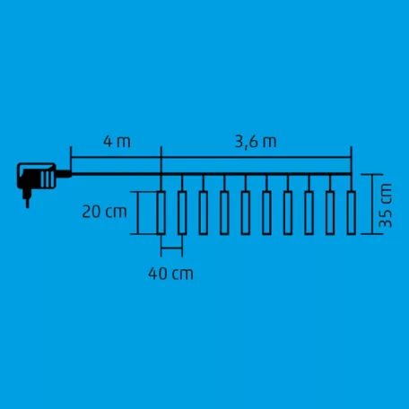 Home G 10201 LED-es jégcsap fényfüzér, 3,33x0,21 m / 200 db hidegfehér LED, 10 db