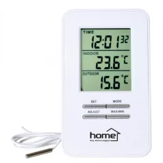   Home HC 12 vezetékes külső-belső hőmérő órával, bel- és kültéri hőmérséklet kijelzése