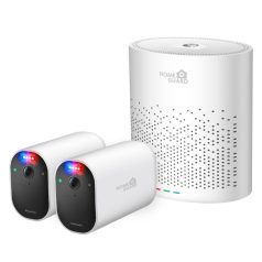   Homeguard, Smart Deterrencre Wire-free Security System, smarthub+2kamera kék+piros fénnyel és szirénával