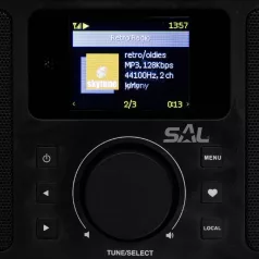   SAL INR 5000/BK internetrádió, 5 in 1, 2x5 W, Bass reflex, világrádió, FM RDS, BT, AUX, Média Center hálózati zenetár, EQ