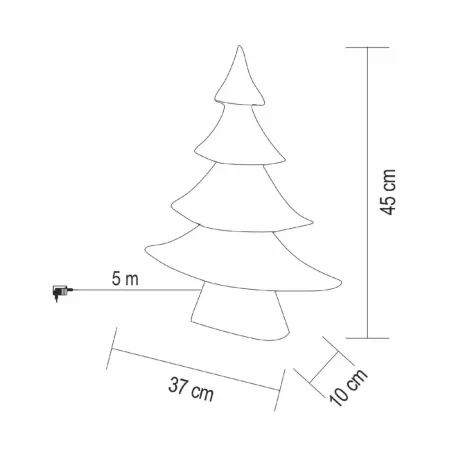 Home KAD45 fém fenyő dekoráció, 160db melegfehér micro LED, 5 m tápvezeték, adapteres tápellátás, beltéri kivitel
