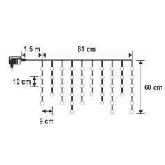   HOME KAF50DLEDWW DOT LED-es fényfüggöny, 50db melegfehér DOT LED, 81cm, állófényű, adapteres tápellátás, beltéri kivitel