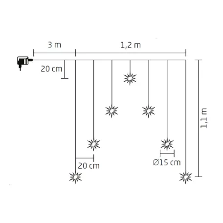 Home KAF7WW akril hópehely fényfüggöny, kül- és beltéri kivitel, 7 db melegfehérLED