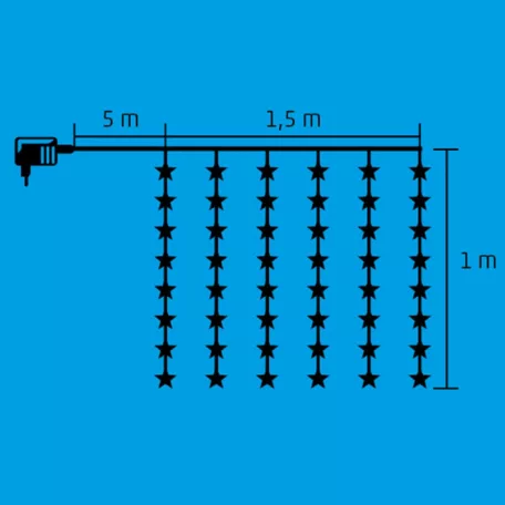 Home KAF 48L LED-es csillag fényfüggöny, 1,5x1 m / 48 db hidegfehér LED csillagfigurákban