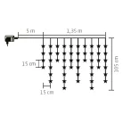 Home KAF 50L/WW LED-es csillag fényfüggöny, 1,35 m / 50 db melegfehér LED csillag figurákban, átlátszó vezeték, hálózati adapter, beltéri kivitel