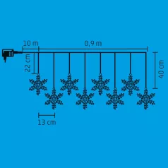   Home KAF 8/F LED-es hókristály fényfüggöny, 0,9 m / 8 db melegfehér LED akril hókristályban, átlátszó vezeték, hálózati adapter, kül- és beltéri kivitel