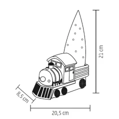   Home KDCA 21 LED-es kerámia figura, piros mozdony fenyővel, 10 db LED