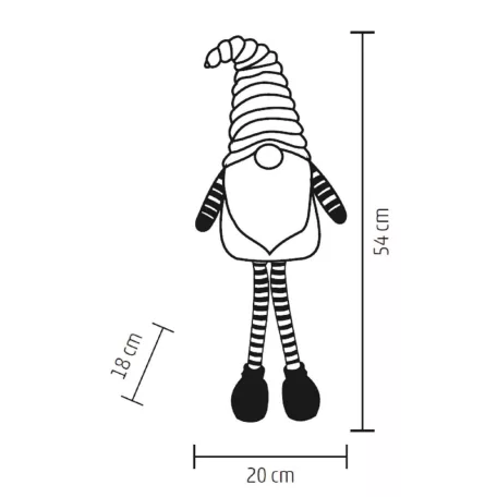 Home KDD 54 manó dekoráció, 3 db villogó LED, szövet, plüss