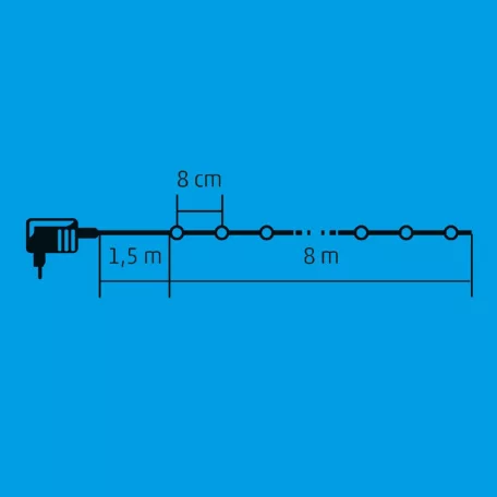 Home KII 100B/M LED-es gömb fényfüzér, 8 m / 100 db színes LED, állófényű, zöld vezeték, hálózati adapter, beltéri kivitel