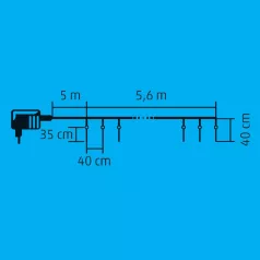   Home KJL 35 LED-es jégcsap fényfüzér, kül- és beltéri kivitel, 15 jégcsap, jégcsaponként 18 LED, 270 db hidegfehér LED, füzér hossza 5,6 m