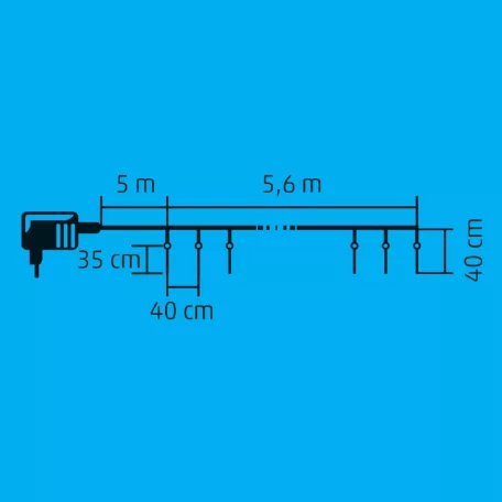Home KJL 35 LED-es jégcsap fényfüzér, kül- és beltéri kivitel, 15 jégcsap, jégcsaponként 18 LED, 270 db hidegfehér LED, füzér hossza 5,6 m