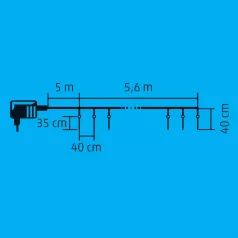   Home KJL 360 LED-es jégcsap fényfüzér, 5,32x0,36 m / 360 db hidegfehér LED, 15 db jégcsap, átlátszó vezeték, fényjáték, hálózati adapter, kül- és beltéri kivitel