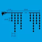 Home KKF 308/M LED-es fényfüggöny, 10 m / 300 db színes LED, 8 fényprogram, fehér vezeték, hálózati adapter, kül- és beltéri kivitel