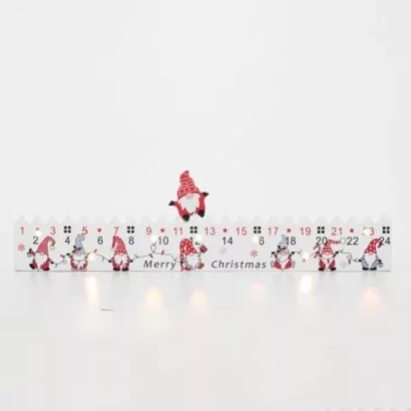 Home KLW25 LED-es adventi naptár, 7db LED világítás, fa alapanyag, elemes tápellátás, beltéri kivitel