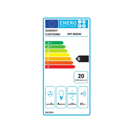 Home KPE 6020W konyhai páraelszívó TORNADO, három sebességfokozat, légszállítás:200
