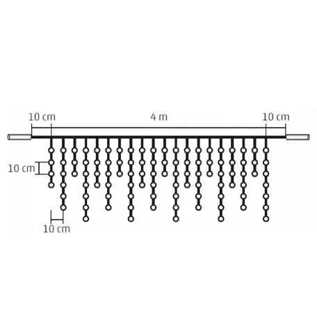 Home KSF 200/WH LED-es fényfüggöny, 4 m / 200 db hidegfehér LED, állófényű, fekete vezeték, sorolható, kül- és beltéri kivitel
