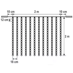   Home KSF 204/WH LED-es fényfüggöny, 2x2 m / 204 db hidegfehér LED, állófényű, fekete vezeték, sorolható, kül- és beltéri kivitel