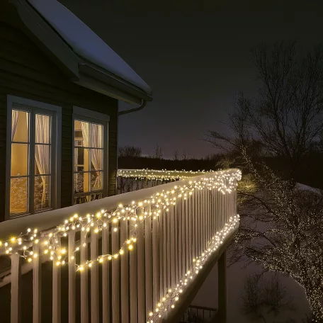 HOME KSIW100WW sorolható fényfüzér, 10 méter , 100db melegfehér LED, fehér vezeték, kül- és beltéri kivitel