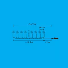   iSparkle LEDS120DV LED-es fényfüzér, 11,9 m / 120 db RGB LED, gömb, applikációval