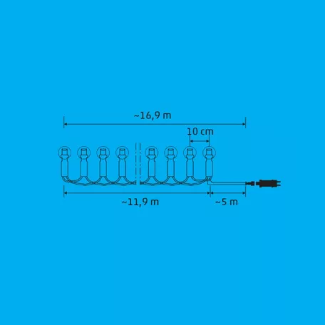 iSparkle LEDS120DV LED-es fényfüzér, 11,9 m / 120 db RGB LED, gömb, applikációval