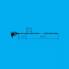   Home LED 100/A LED-es fényfüzér, 9,9 m / 100 db borostyán színű LED, állófényű, zöld vezeték, hálózati adapter, kül- és beltéri kivitel