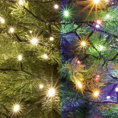   Home LED 205/WW/M LED-es DUAL COLOR fényfüzér, 14 m / 200 db melegfehér és színes LED, zöld vezeték, 5 fényprogram, hálózati adapter, kül- és beltéri kivitel