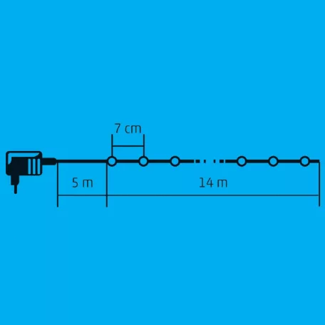 Home LED 208C/WH LED-es fényfüzér, 14 m / 200 db hidegfehér LED, 8 fényprogram, zöld vezeték, hálózati adapter, kül- és beltéri kivitel
