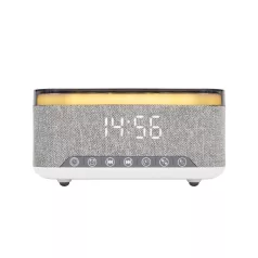   HOME LTCR06 multimédia lejátszó és ébresztőóra, 2x5 Watt, Qi telefontöltés, Bluetooth TWS, FM rádió, LED kijelző, beépített akkumulátor
