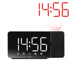   Home LTCRP03 rádiós LED ébresztőóra projektorral, változtatható fényerő, körbe forgatható vetítési pozíció, két ébresztési idő, FM rádió, bip-bip vagy rádiós ébresztés