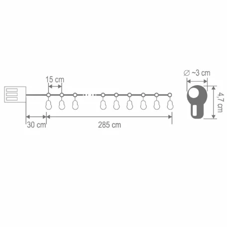 Home MLC20B LED-es gömb fényfüzér, 20 melegfehér LED, elemes, ~3m hossz, átlátszó vezeték, fa + műanyag