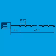   Home MLC 58/M mini LED-es fényfüzér, 4,9 m / 50 db színes LED, 8 fényprogram, zöld vezeték, elemes, kül- és beltéri kivitel