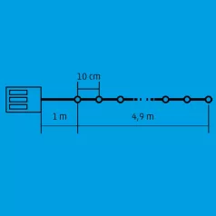   Home MLC 58/WW mini LED-es fényfüzér, 4,9 m / 50 db melegfehér LED, 8 fényprogram, zöld vezeték, elemes, kül- és beltéri kivitel