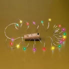 Home MLD 20/M micro LED-es fényfüzér, 2 m / 20 db színes micro LED, állófényű, átlátszó vezeték, gombelemes, beltéri kivitel