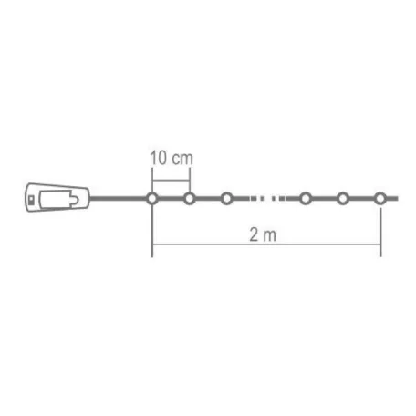 Home MLD 20/WW micro LED-es fényfüzér, 2 m / 20 db melegfehér micro LED, állófényű, átlátszó vezeték, gombelemes, dugó alakú elemtartó, beltéri kivitel