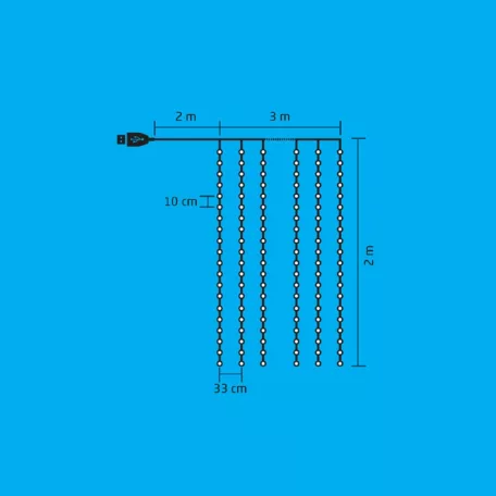 Home MLF 200/WH micro LED-es fényfüggöny, 3x2 m / 200 db hidegfehér micro LED, 8 fényprogram, távirányító, USB csatlakozó, beltéri kivitel